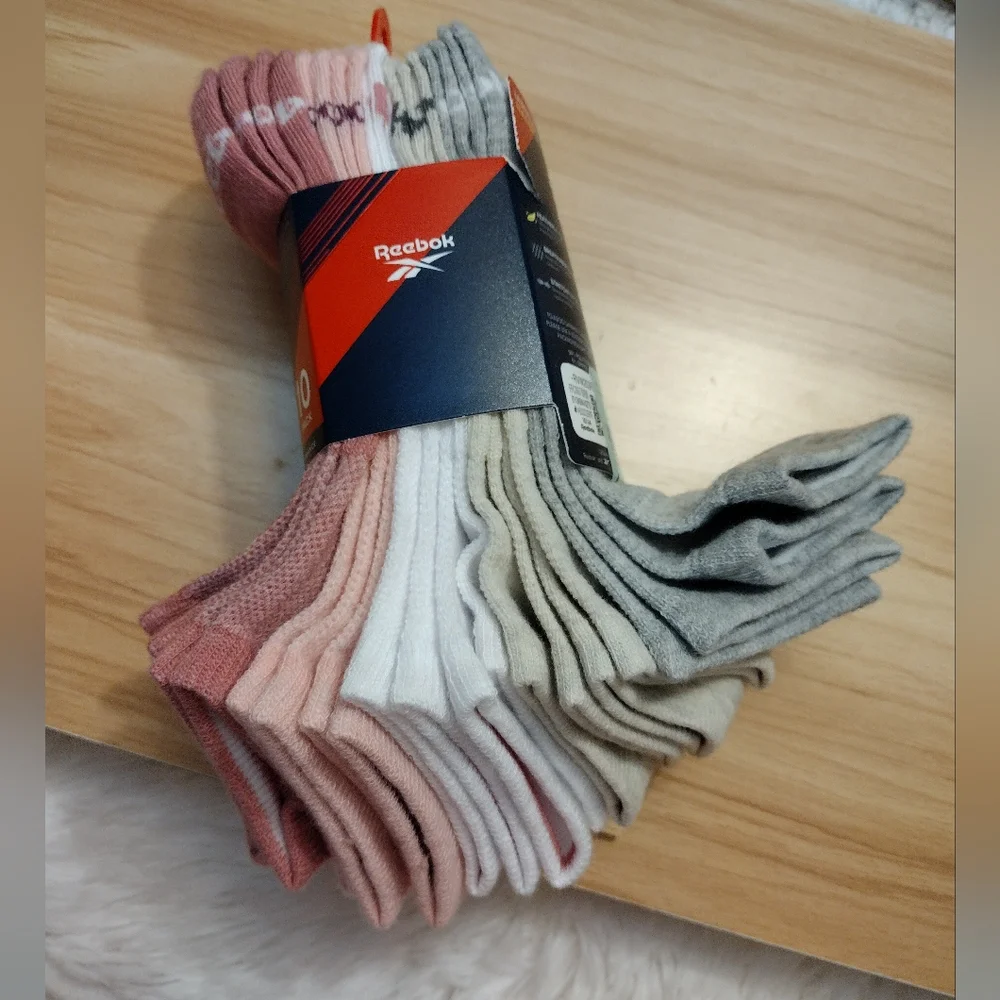 Reebok Women's Low Cut Featherweight Multi-Color Socks 10 Pack 🆕